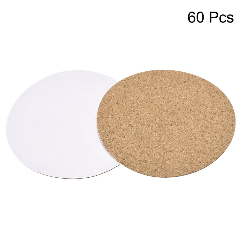 100mm Dia Round Coasters 1mm Thickness Cork Cup Mat 60pcs