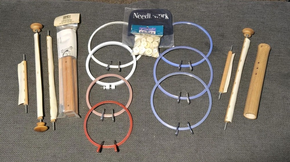 Lot of Embroidery Hoops & Scroll Rod Frames