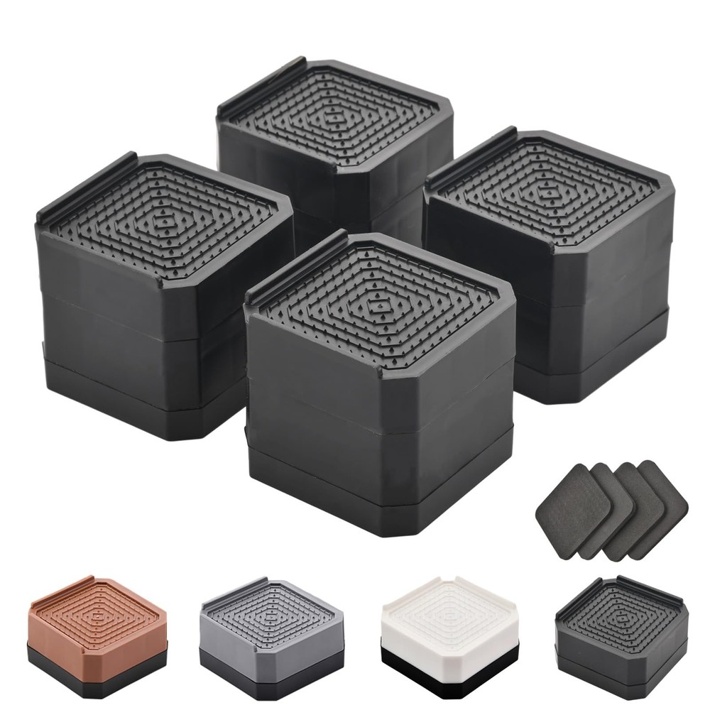 Bed Risers Furniture Risers Heavy-Duty Rectangular Adjustable Block Lift to 3...