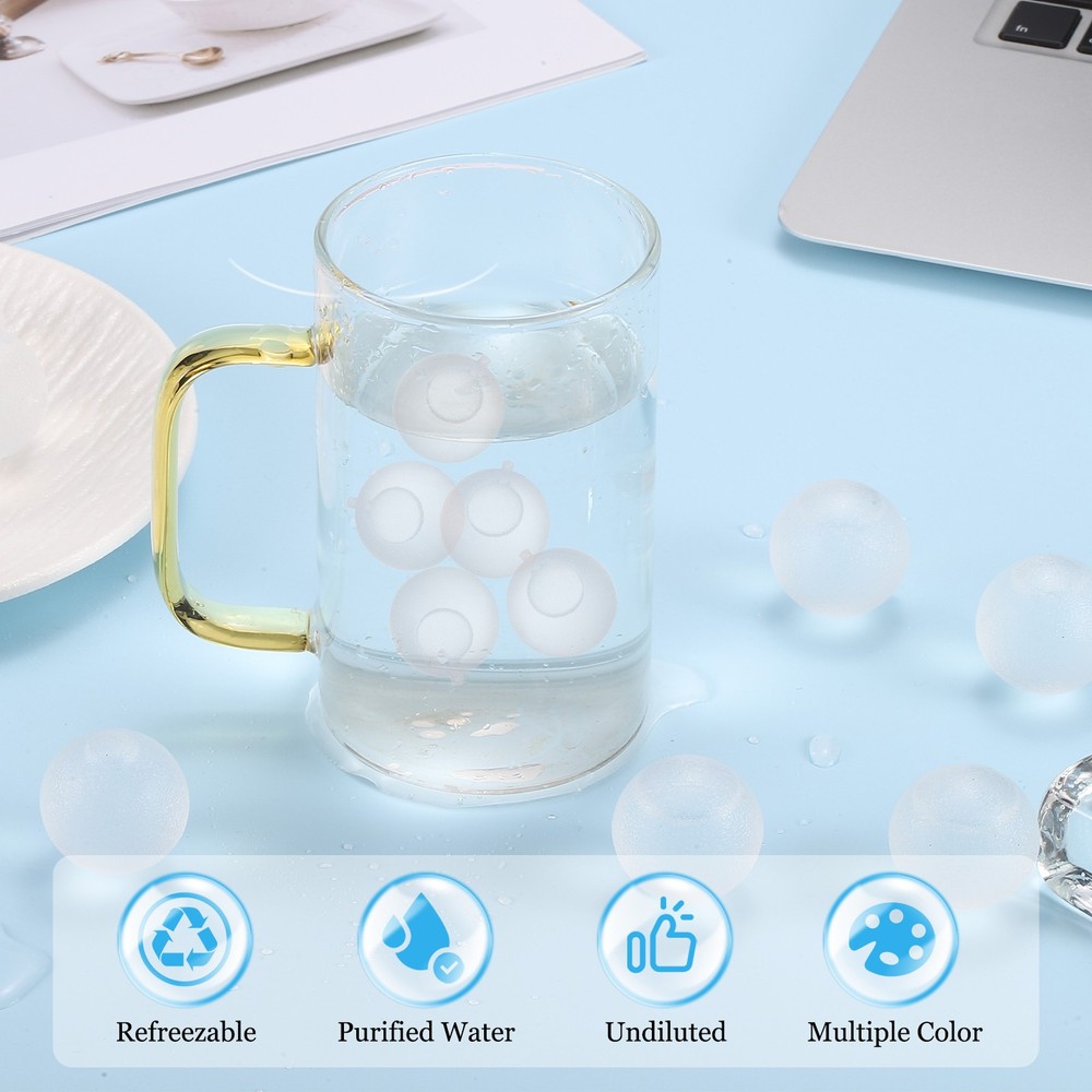 24 Pack Reusable Ice Cubes for Drinks, White Round