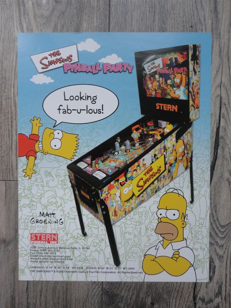 Simpsons Pinball Machine Stern Flyer