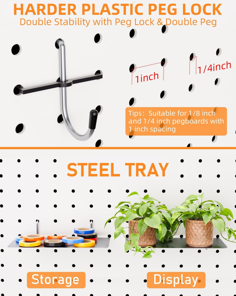 238PCS Pegboard Accessories Organizer Kit, Peg Board Hooks Assortment with Peg B
