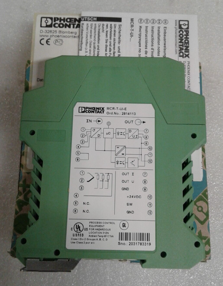 Phoenix Contact 2814126 MCR-T-UI-E Programmable Temperature Measuring Transducer