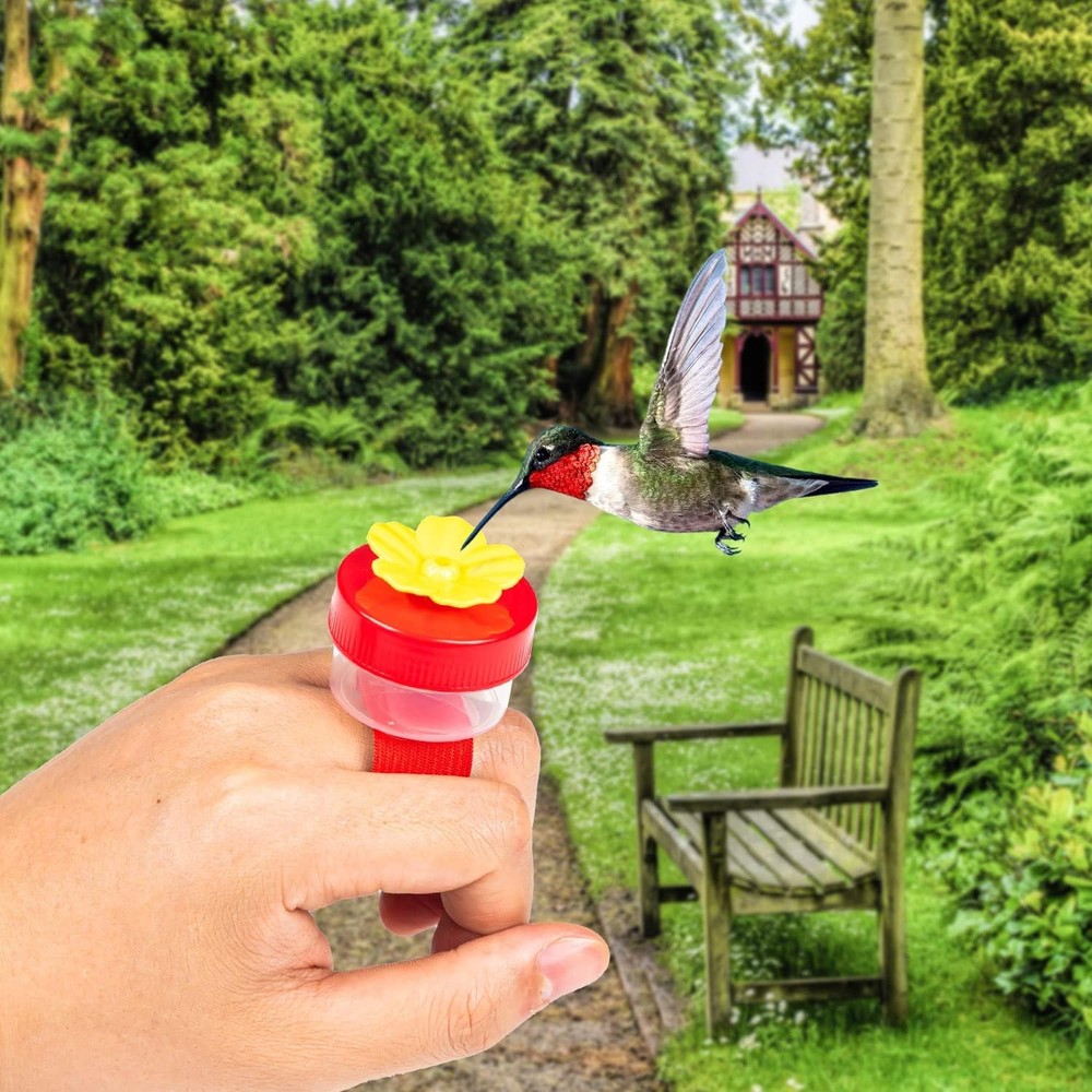 Hand Held Hummingbird Ring Feeders, 4Pcs Mini Feeder with...