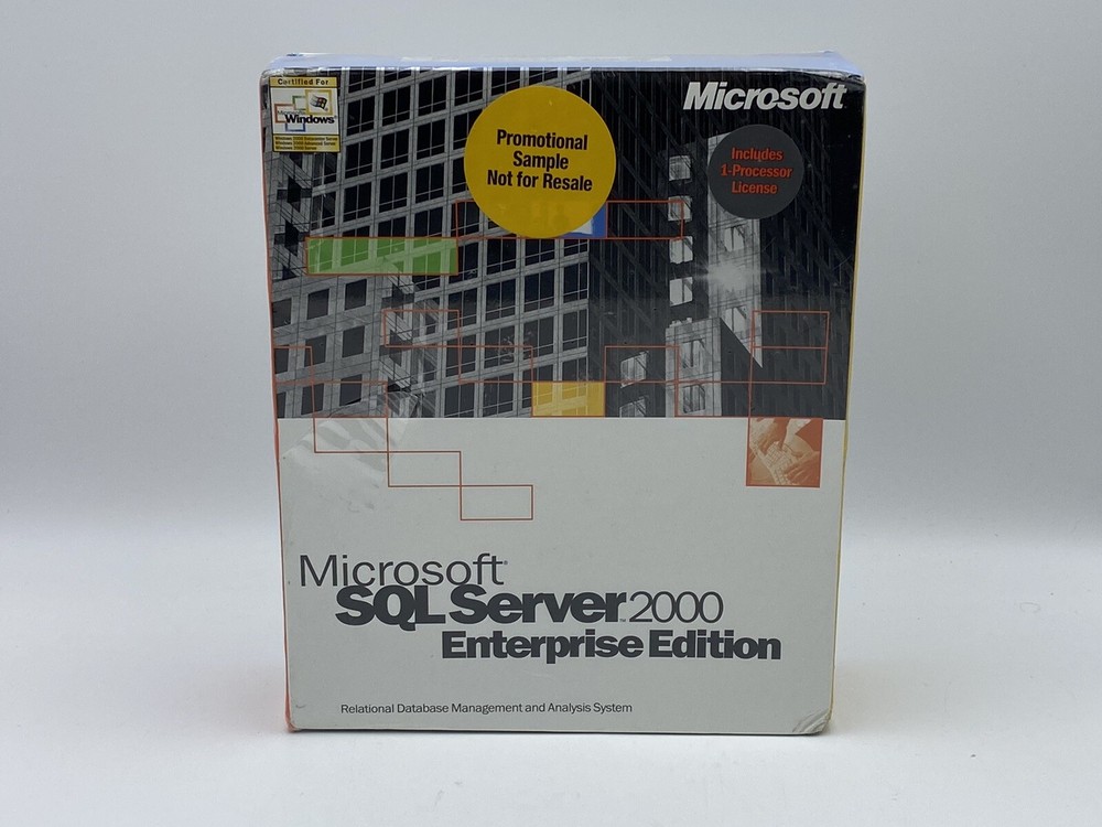 Microsoft SQL Server 2000, SKU 810-01407, Sealed Retail Box, 1-Processor License