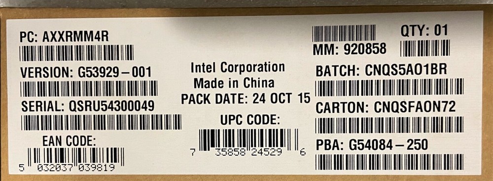 Intel AXXRMM4R Remote Management Module NEW BROWN BOX