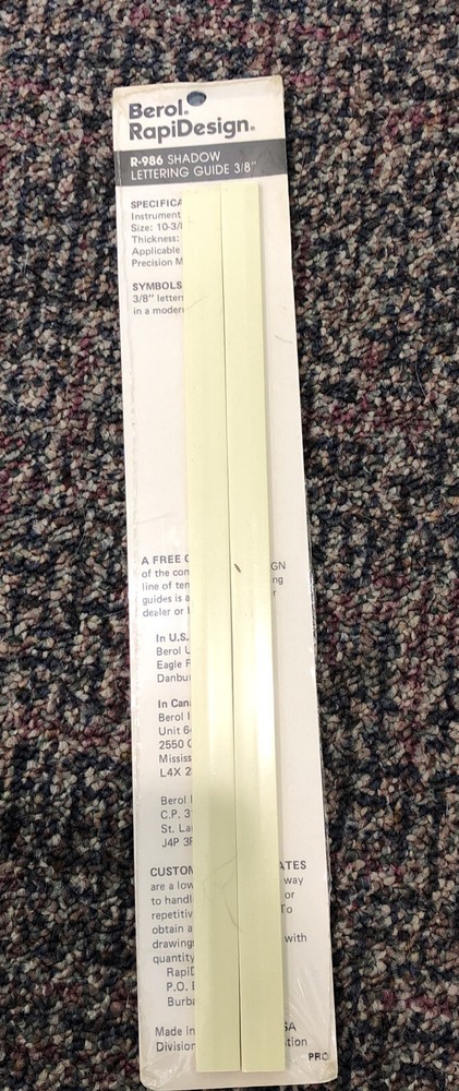 Berol RapiDesign R-986 Shadow Lettering Guide 3/8 Inch