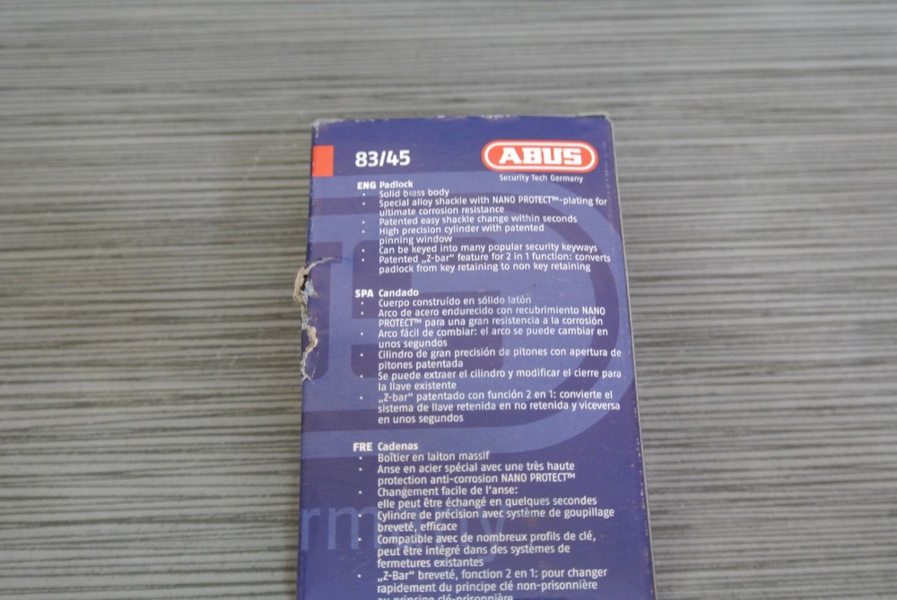 Abus 83/45 Solid Brass Rekeyable Padlock MB 100