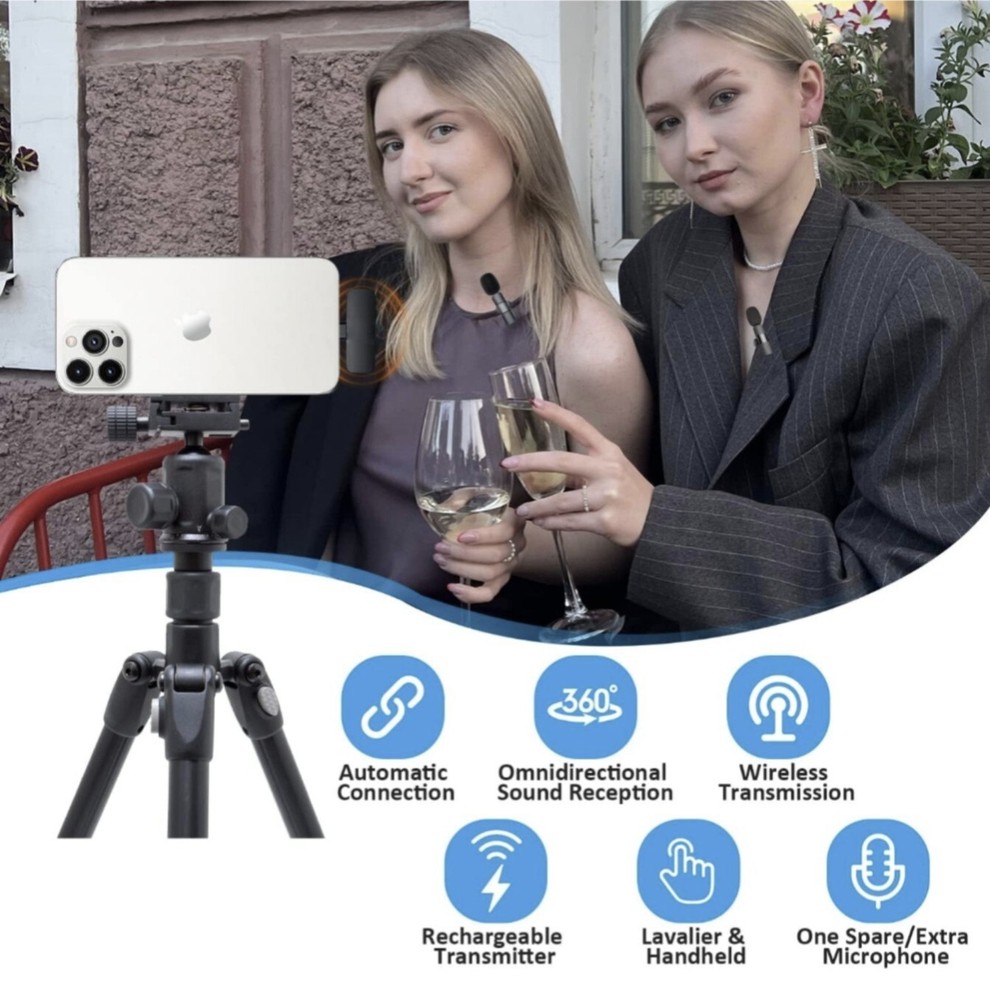 Professional Wireless Lavalier Lapel Microphone for iPhone, iPad - Cordless...
