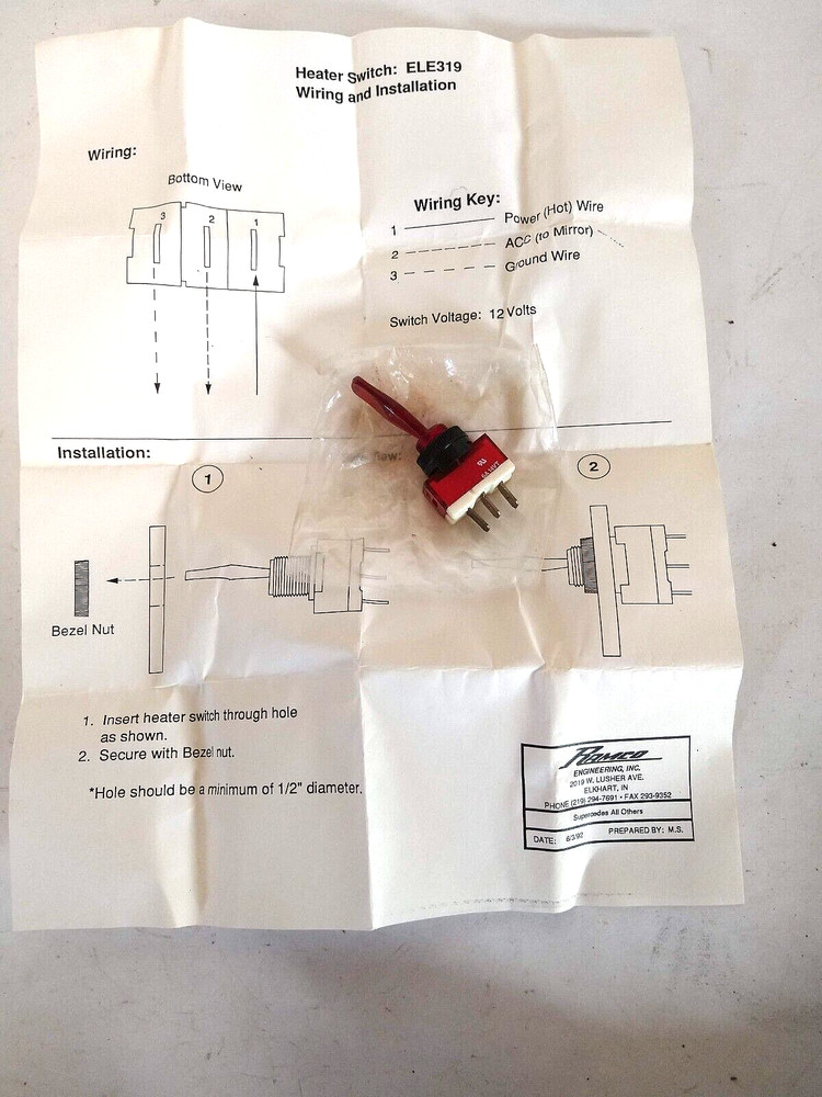 Ramco Engineering Heater Switch ELE319 Red