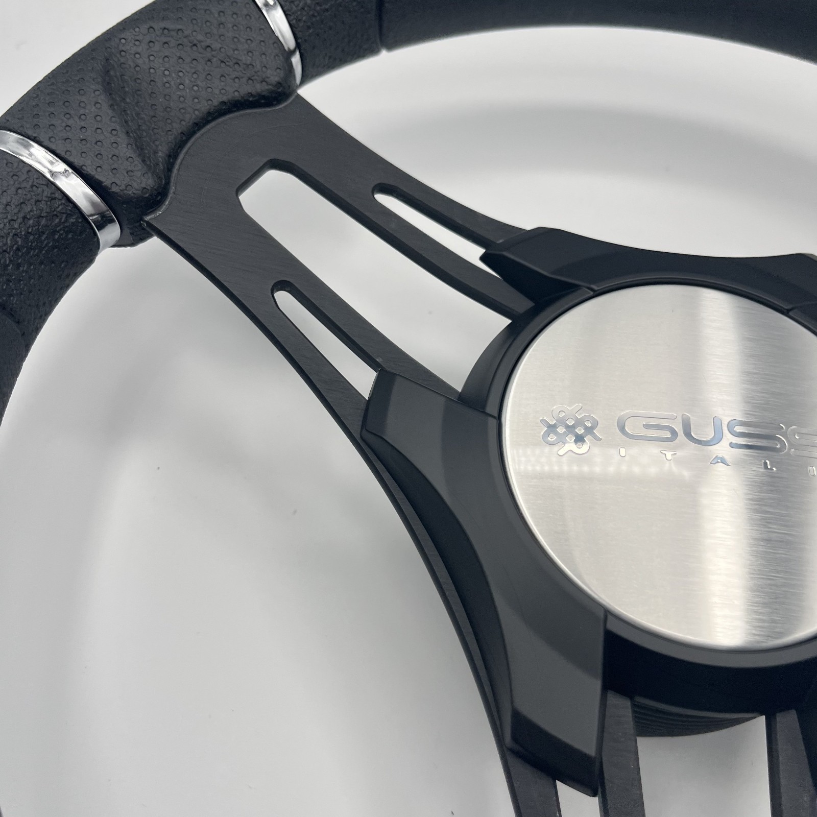 Gussi Italia Boat Steering Wheel Black Brushed Alum Spokes KEYED | Gussi Italia