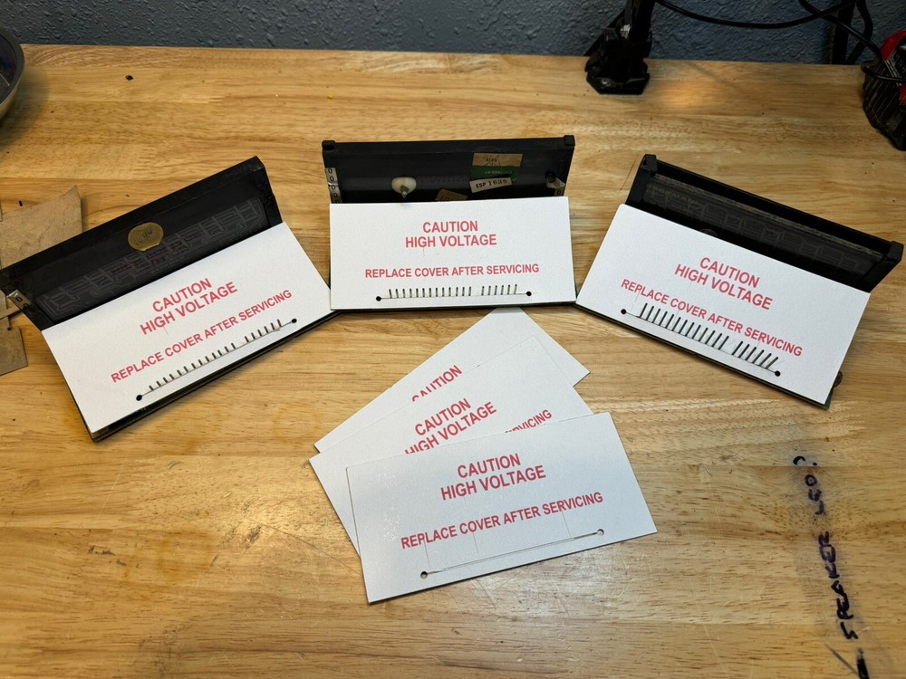 PINBALL MACHINE "CAUTION HIGH VOLTAGE - REPLACE COVER AFTER SERVICING" INSERT