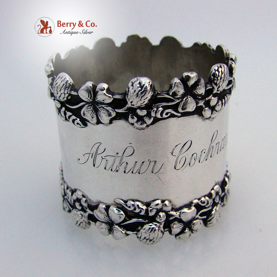 Clover Napkin Ring Sterling Silver 1890 Inscribed