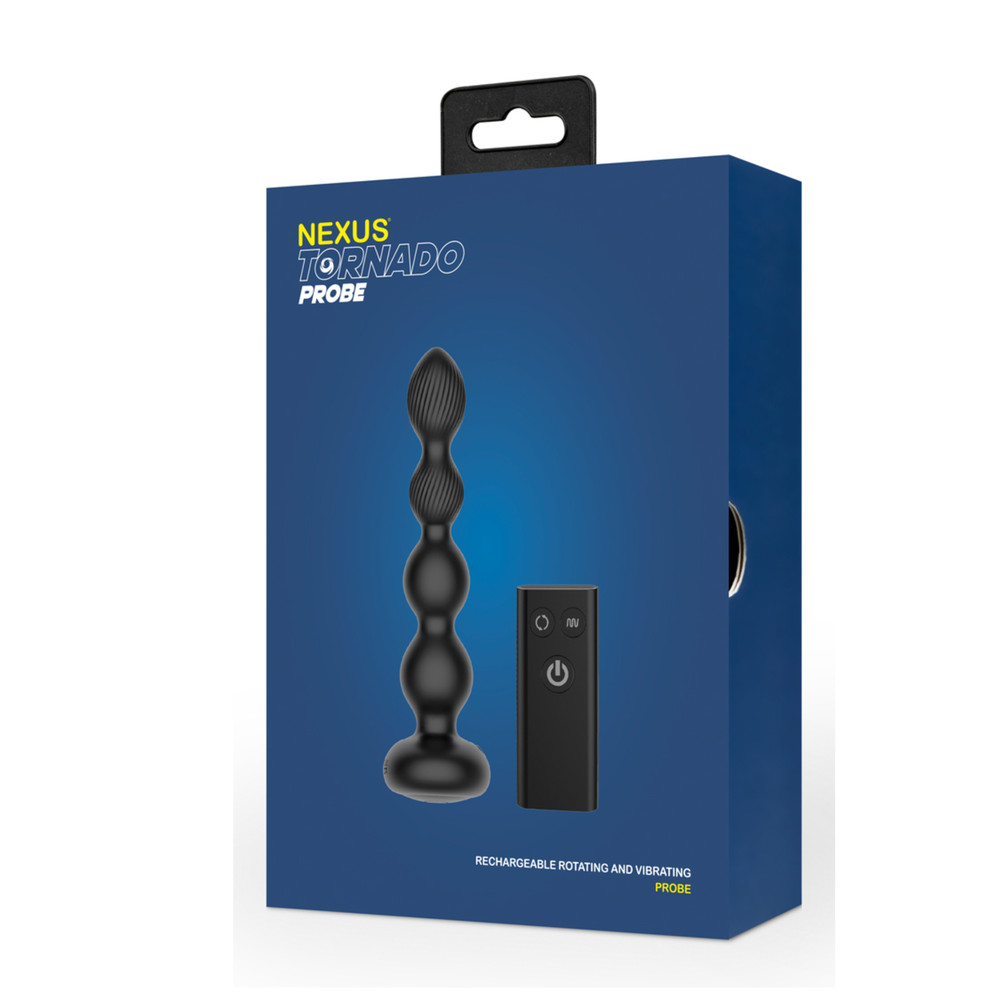 Rechargeable Remote Control Butt Plug with Rotating Beads Multi-Speed Probe Toy