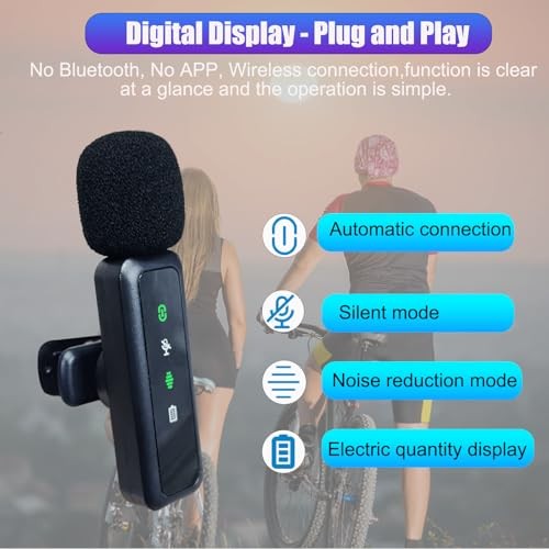 Wireless Lavalier Microphone for iPhone/Android/Camera/PC, Featuring a 3-in-1