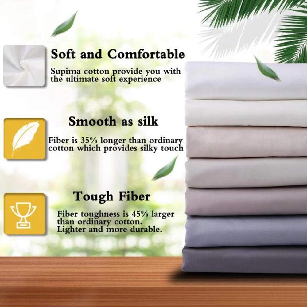 100% Supima Cotton Sheets 600 Thread Count,Bed Sheet Set King Size Sheets 4 P...
