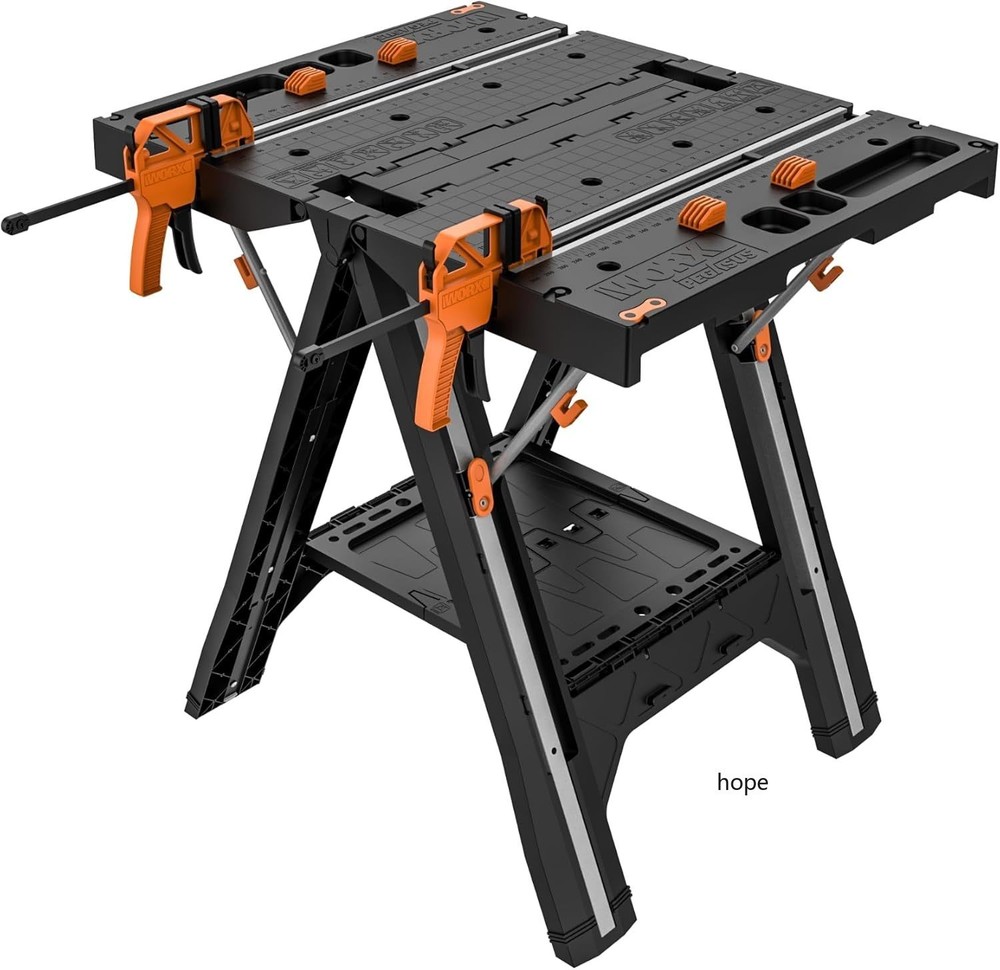 Worx Pegasus 2-in-1 Folding Work Table & Sawhorse, Easy Setup Portable Workbench