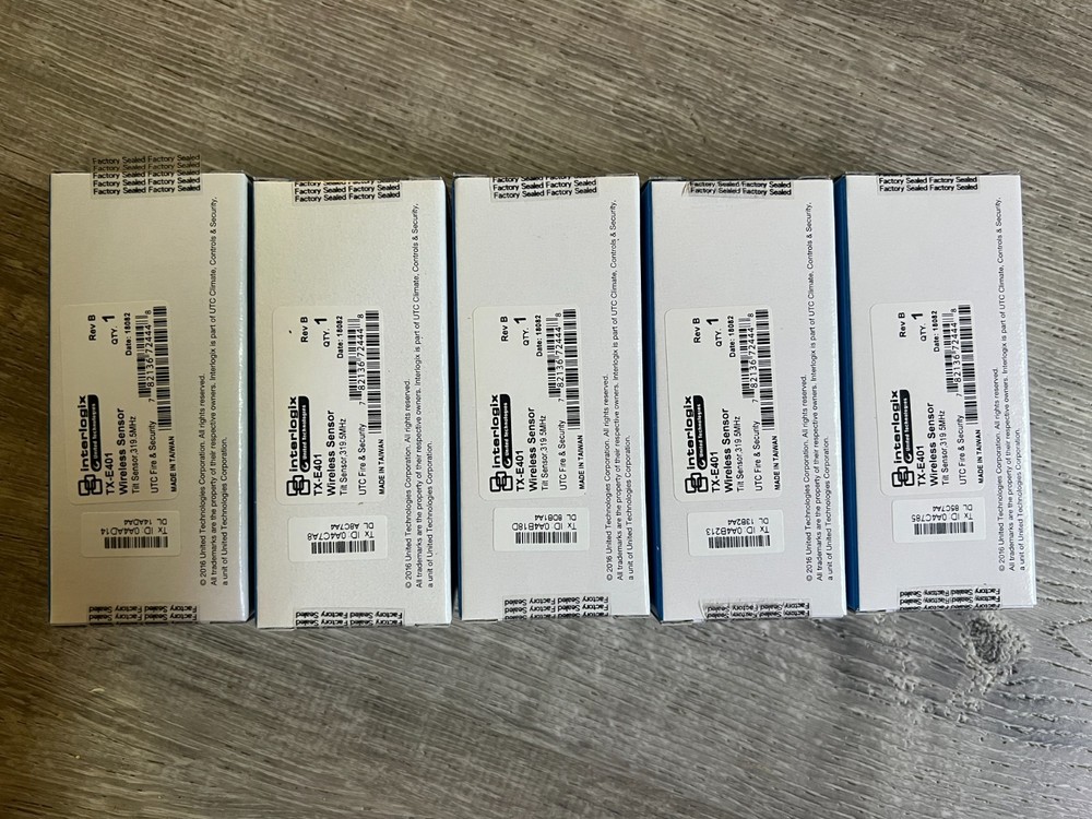 Lot of 5 Interlogix TX-E401 Wireless Sensor Tilt Sensor