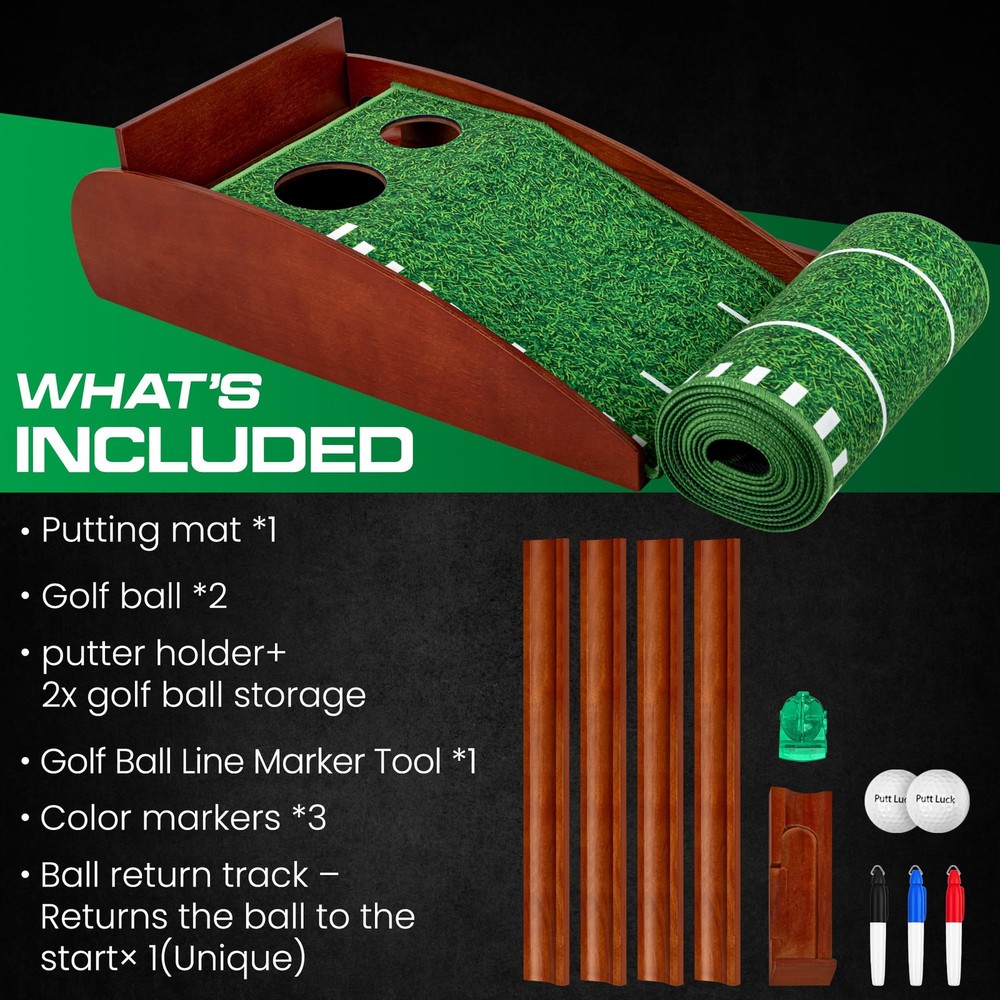 Putting Green Indoor with Automatic Ball Return – Golf Putting Mat with Putte...