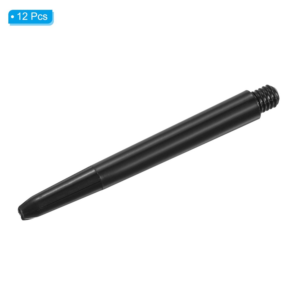 48mm Dart Shafts, Medium 2BA Thread Plastic Dart Stems - 12 Pack (Black)