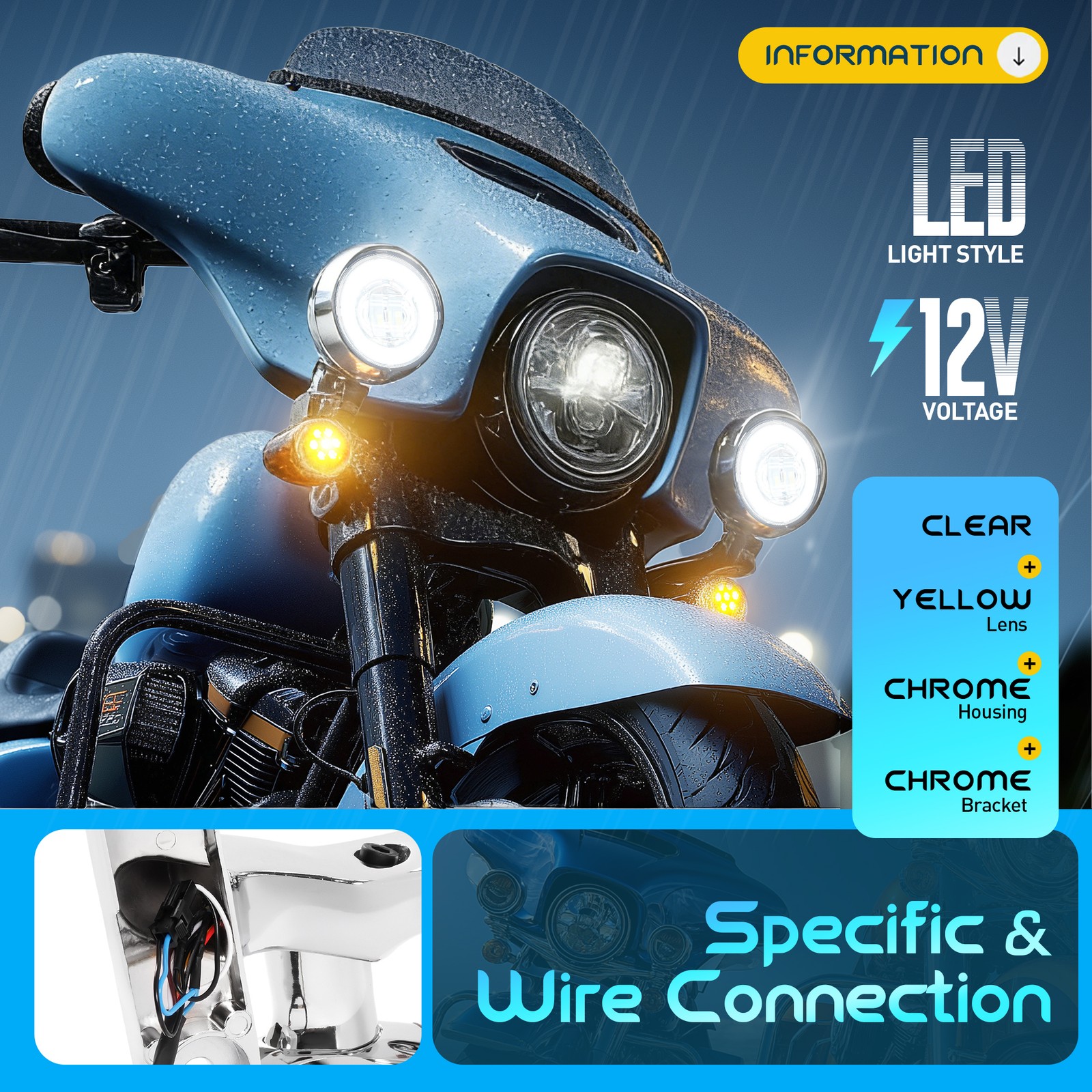 LED Fog Light Turn Signal Spot Bracket For Harley Electra Street Glide FLHX FLHR