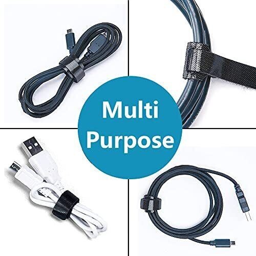 100-Pack Premium Black Cable Management Ties, Reusable & Adjustable.