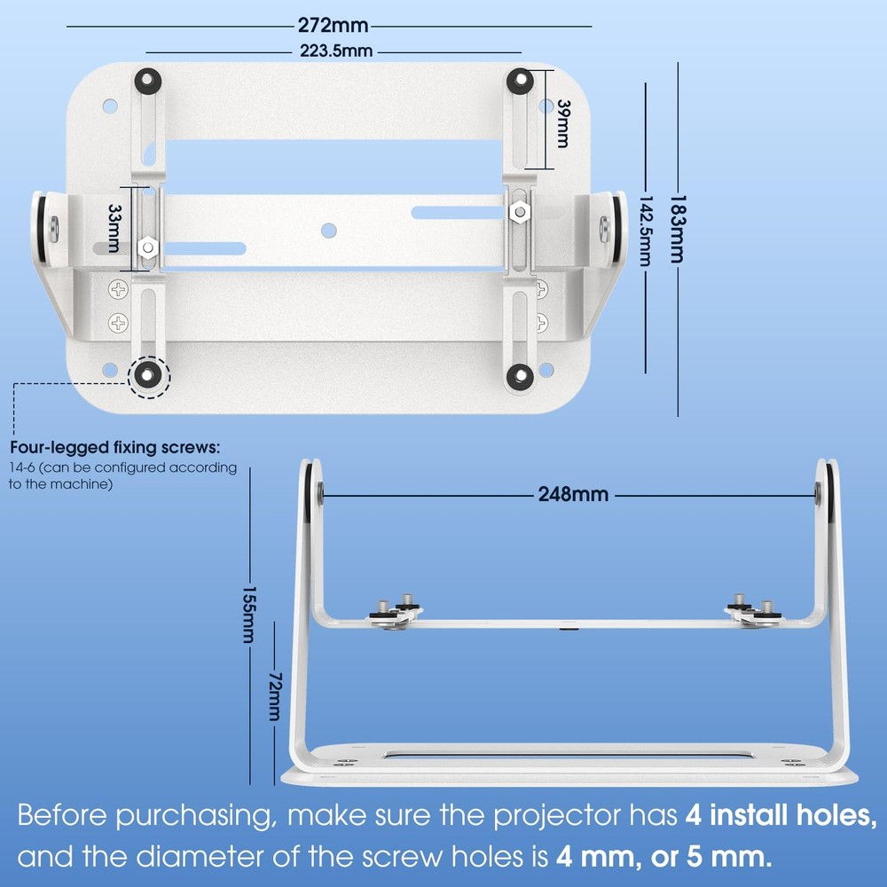 360 Degree Adjustable Desktop Projector Mount Base Plate With Cable Ties Set