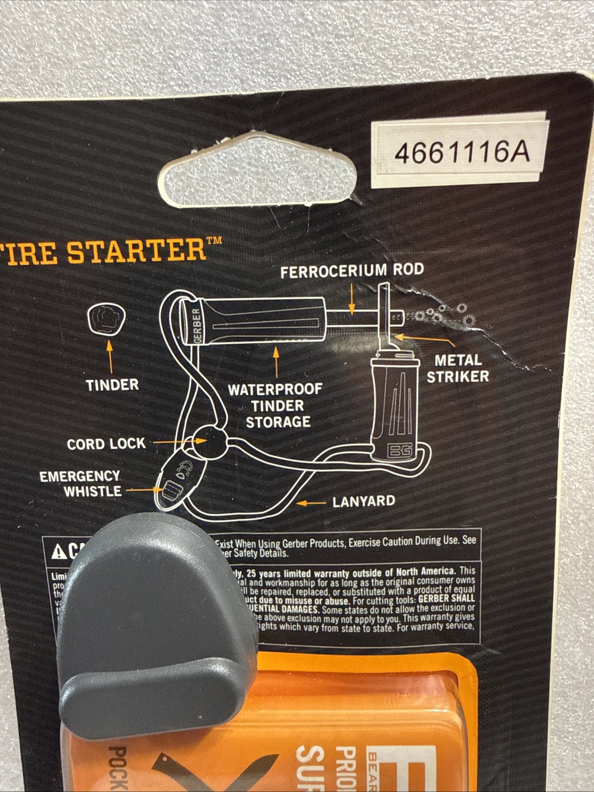 Gerber Survival Bear Grylls Fire Starter Kit Whistle Lanyard Waterproof Storage