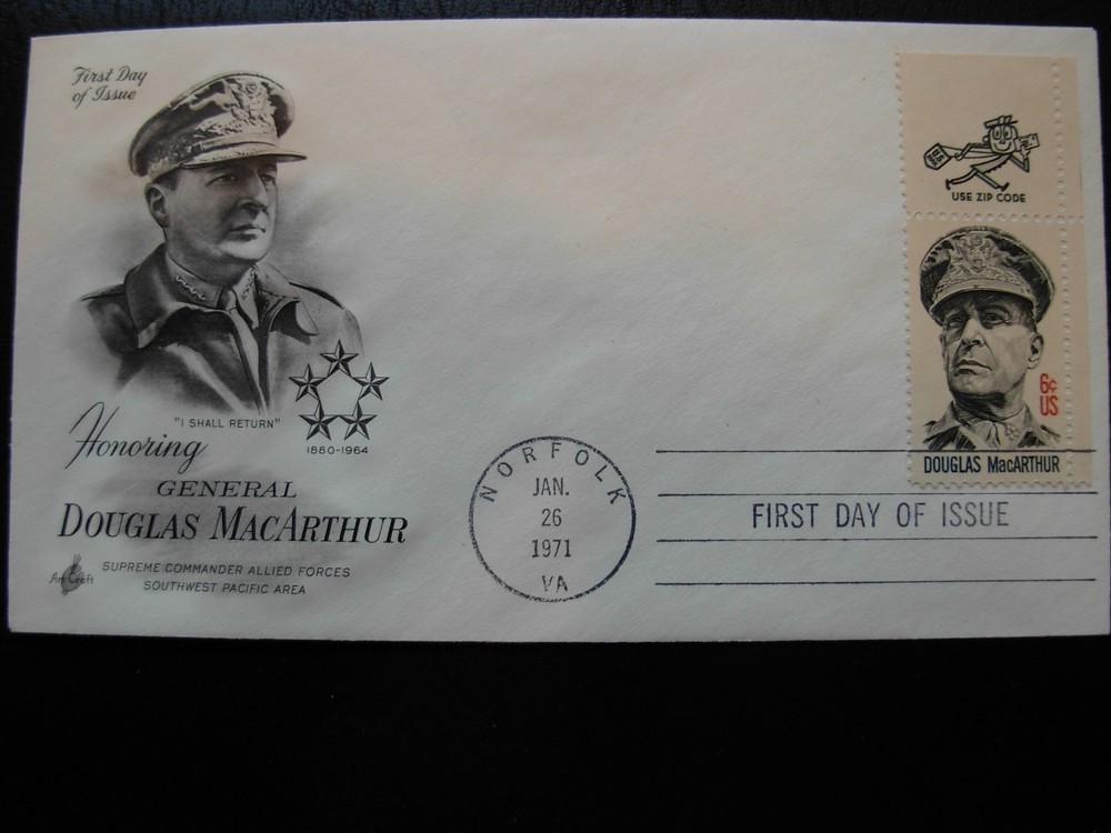1424 Douglas MacArthur  FDC - Zip Single