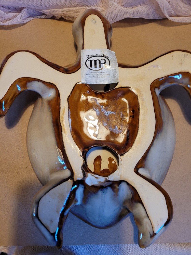 SEA TURTLE Shaped Plate Dish Ceramic Glazed 8" Mayrich Com.