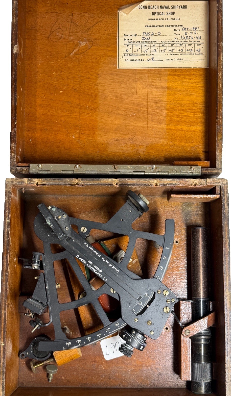 WWII 1943 US Navy David White Co Mark II Sextant Nautical Tool