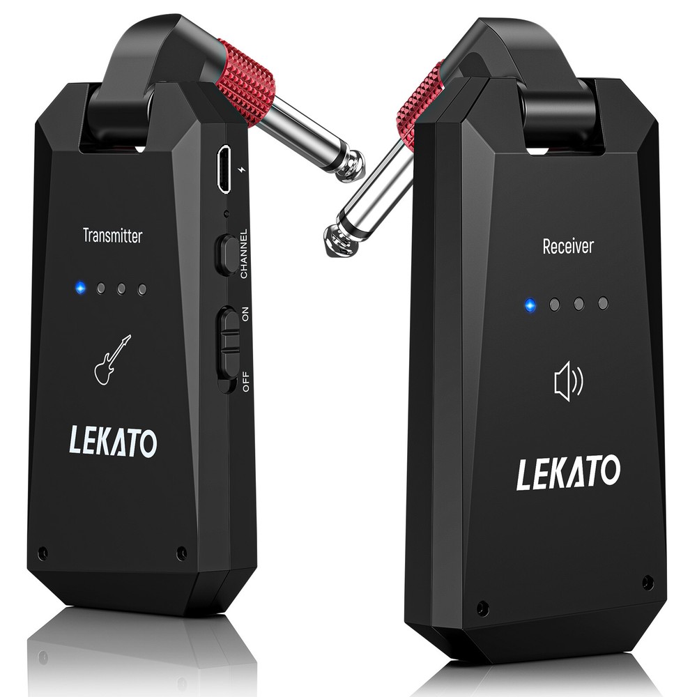 LEKATO Rechargeable Wireless Guitar System 5.8G Transmitter Receiver 4 Channels