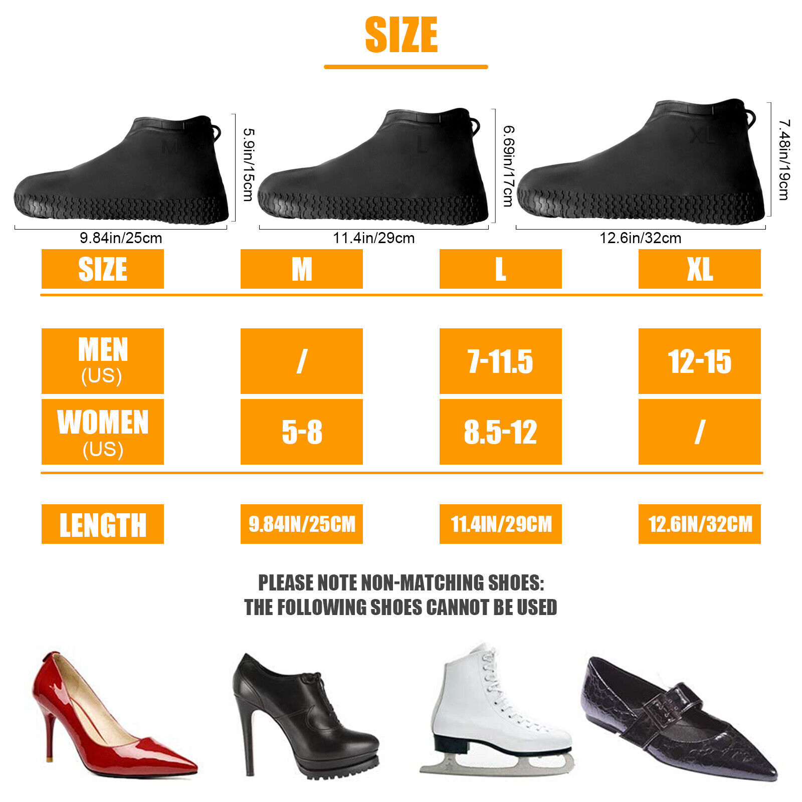 Anti-slip Rubber Shoe Covers Reusable Rain Snow Boot Waterproof Shoes Protector