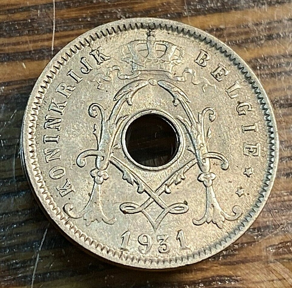 1931 Belgium 5 Centimes Nice Original AU/BU CHN