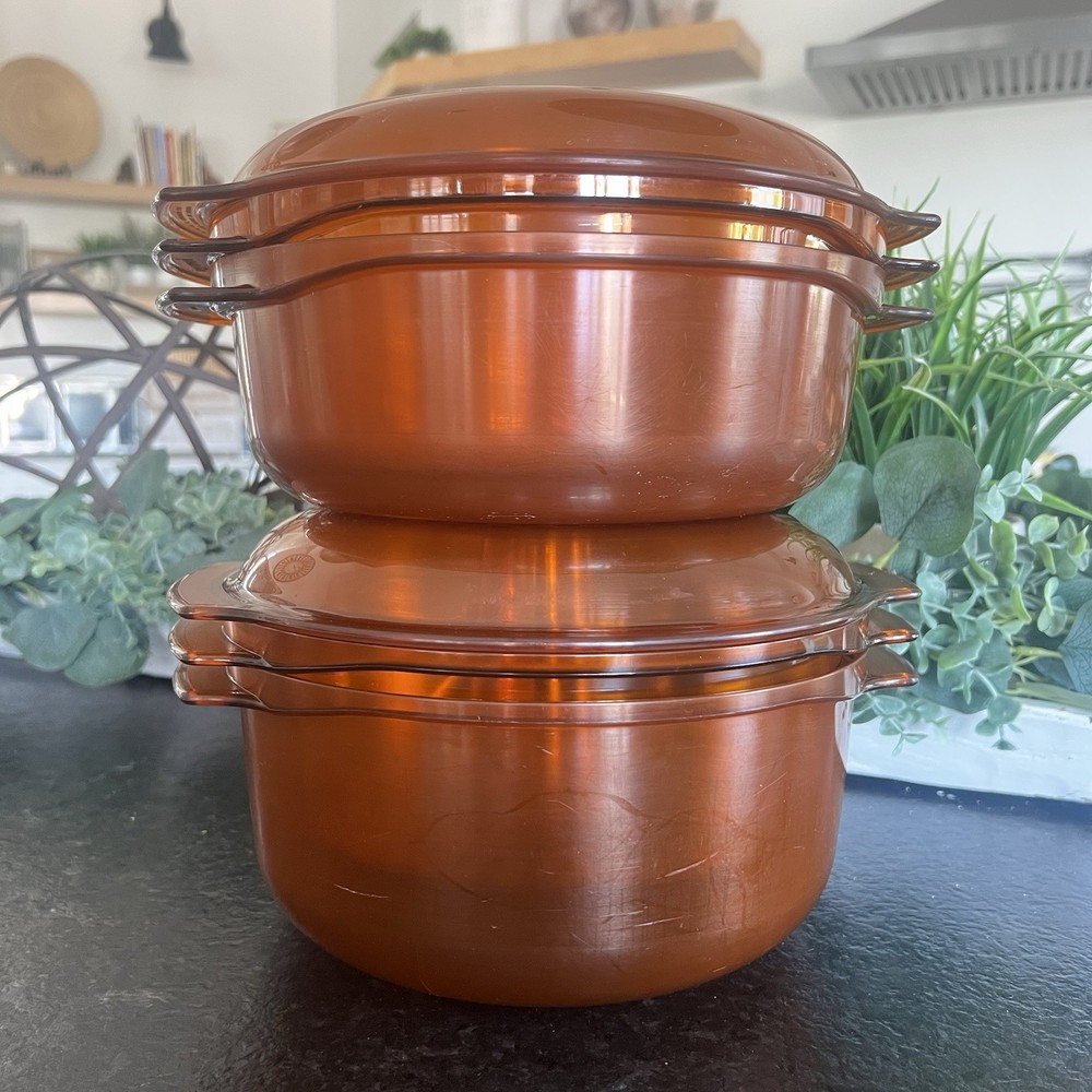 Vintage Tupperware Microwave Stackable Steamer 7-Piece Orange Amber