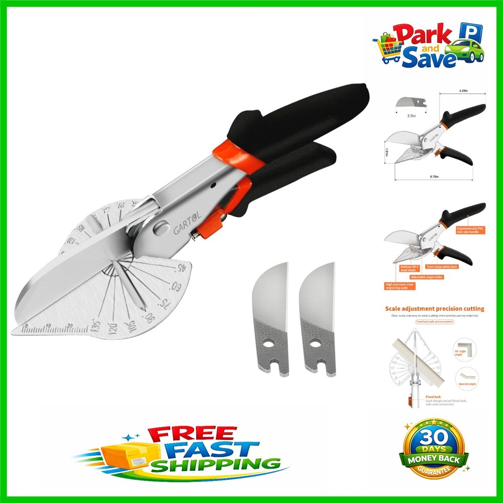 High-Precision Miter Shears with Anti-Skid Handle - Includes Replacement Blades