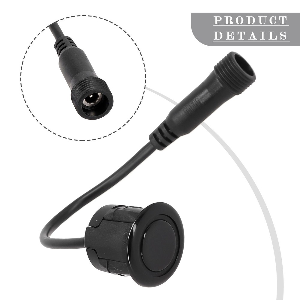 Black Car Reverse Parking Sensor 18 5mm Cable Waterproof and Efficient