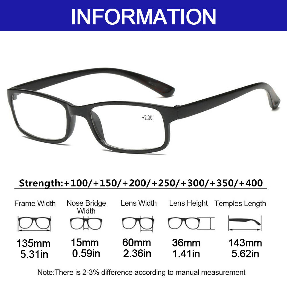4x New Mens Full Frame Blue Light Blocking Reading Glasses Spring Hinge Readers