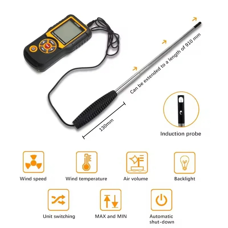 HT-9830 Ultrasonic Anemometer Digital Anemometer 0~25m/s Wind Speed Sensor Test