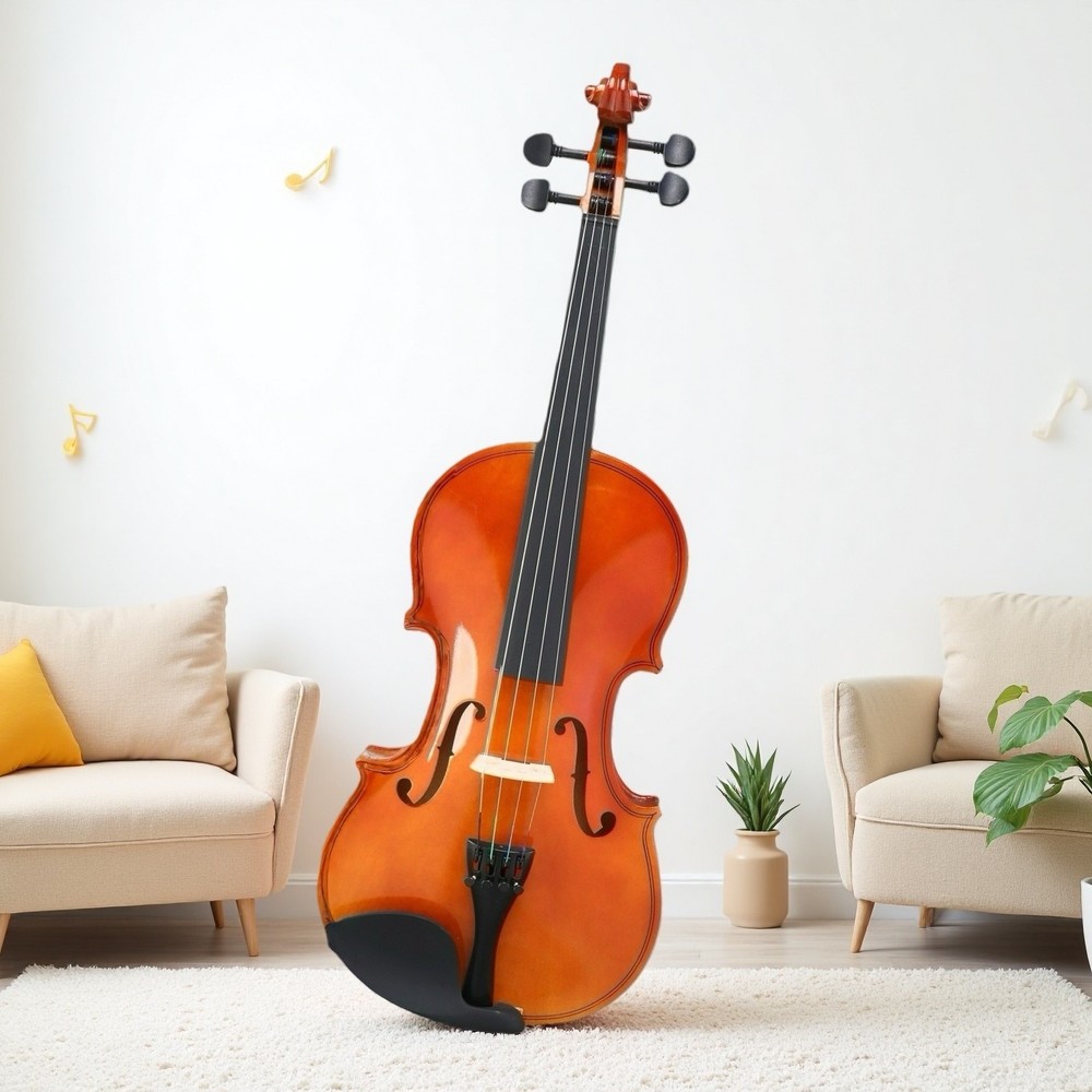 4/4 Full Size Acoustic Beginner Violin Set - Shoulder Rest, Strings, Natural