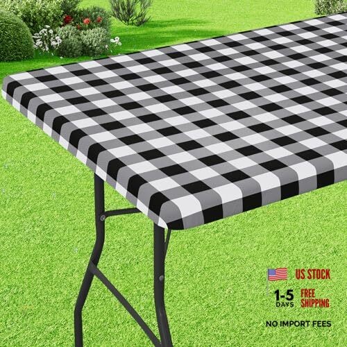 Buffalo Rectangle Picnic Tablecloth, 6 72" x 30" (Rectangular) Black & White