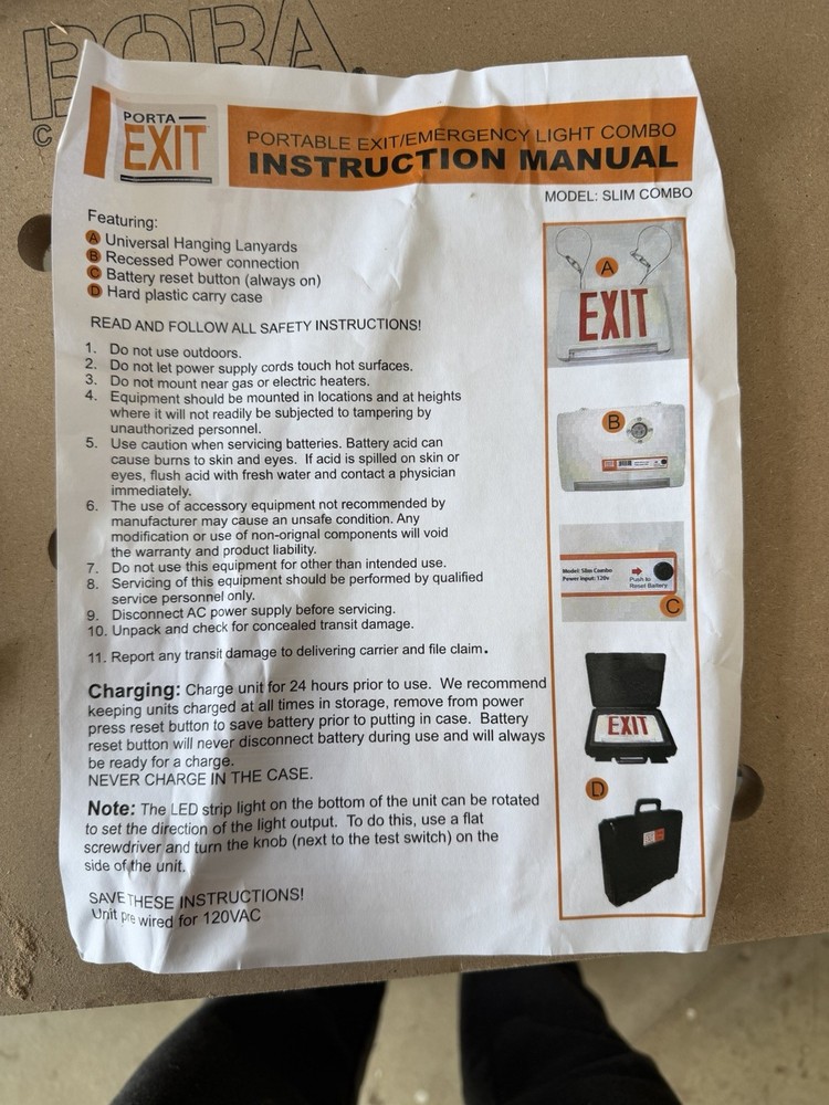 Porta Exit Portable Exit/Emergency Light Combo
