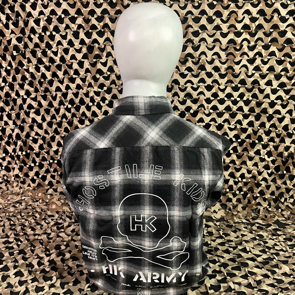 NEW HK Army Collide Button Up Flannel - Black - Medium