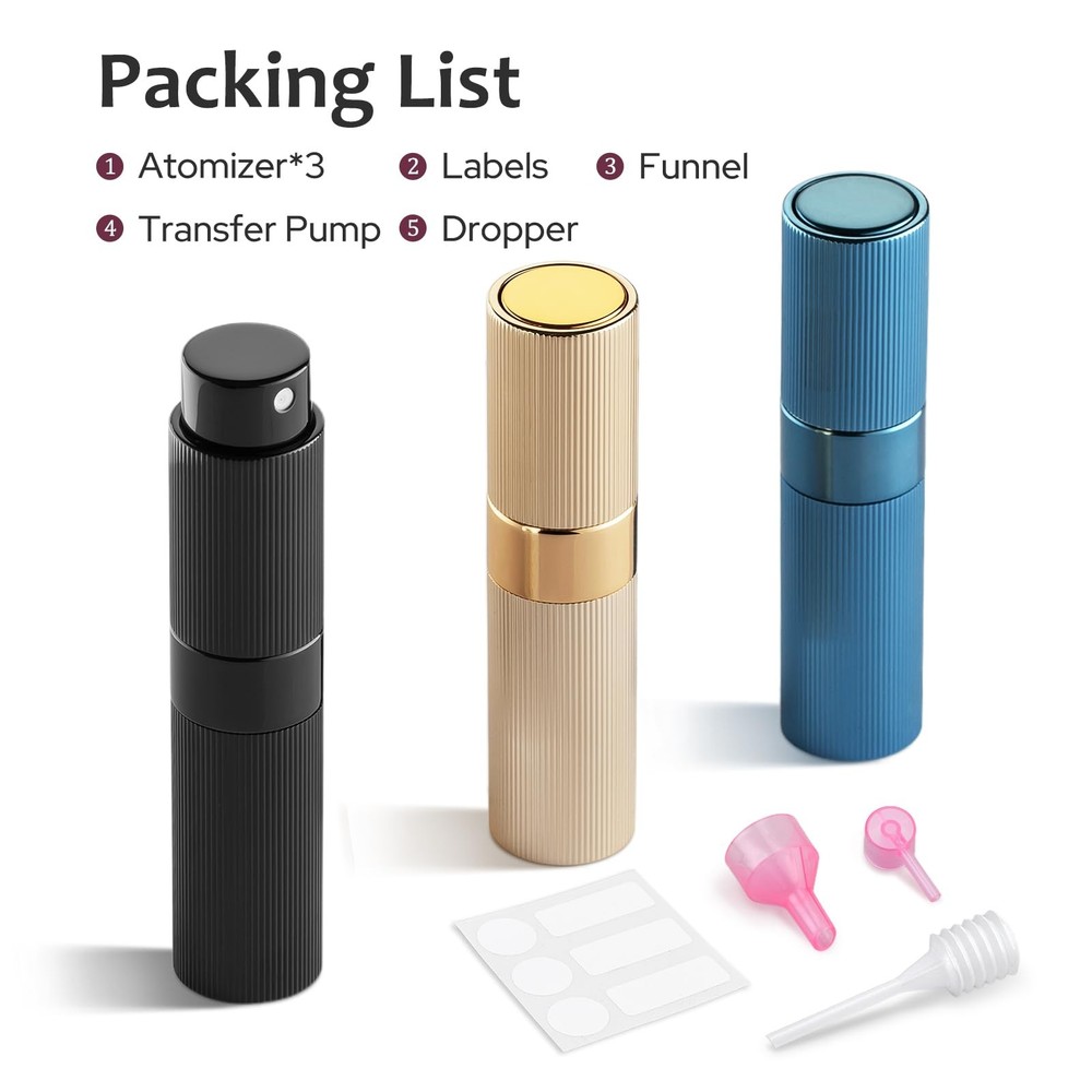 LISAPACK 8ml Travel Refillable Perfume Atomizer Spray Bottle Portable