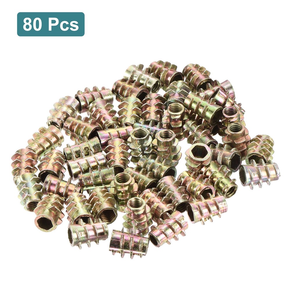 80Pcs Hex Threaded Inserts, M4-0.7x10 Zinc Alloy Hex-Flush Thread Insert