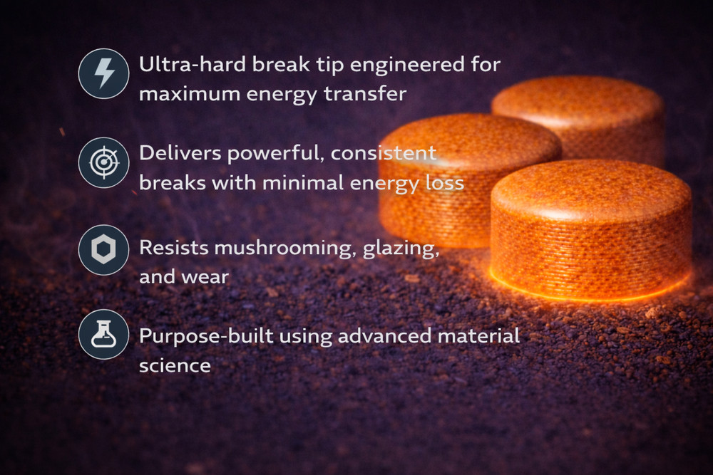 CueFormX Impact Break Tip – Engineered Composite Pool Cue Break Tip