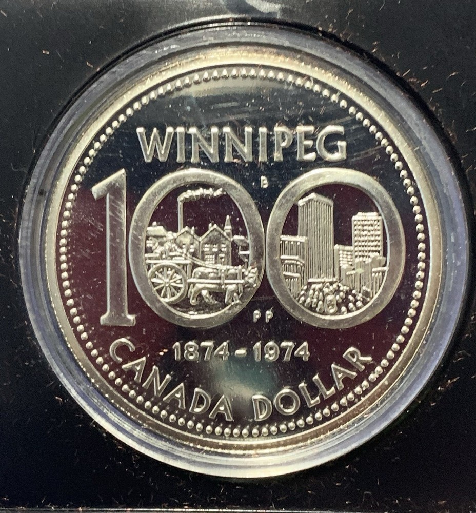 Canada 1974 Silver Dollar, Winnipeg, PR++++