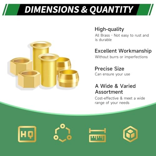 90pcs 3/16" Brass Compression Sleeves Ferrules Inserts Nuts 90PCS 3/16"