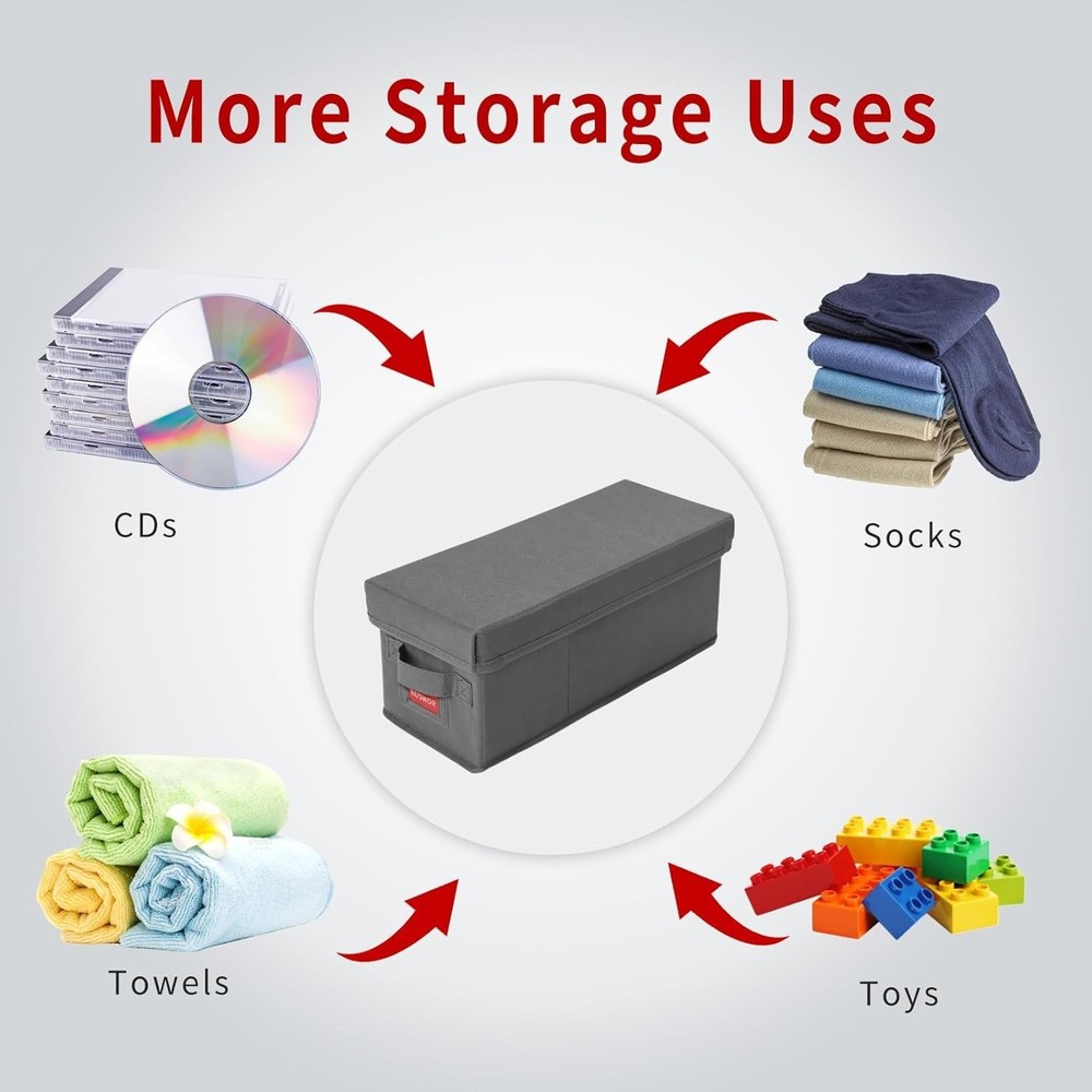 Sleek 4 Pack CD Storage Boxes - Stackable Organizer with Lid, 140 Jewel Cases