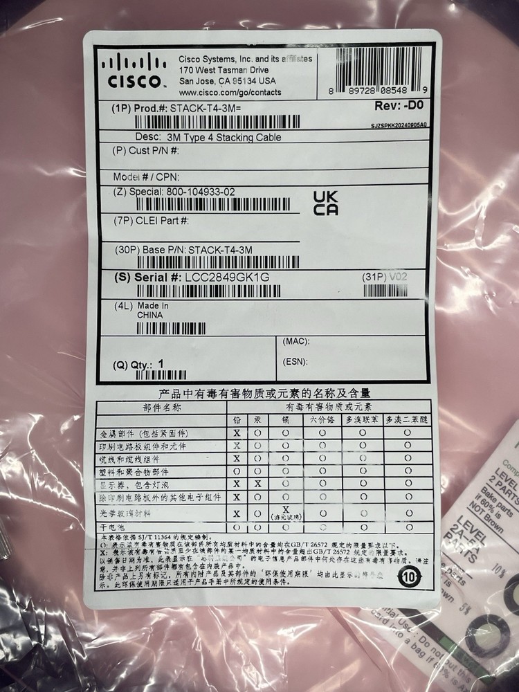 Cisco C9200 3M Type 4 Stacking Cable STACK-T4-3M